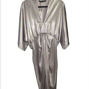 Silver metallic midi dress